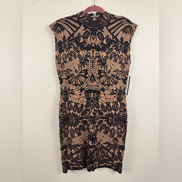 NWT Anthropologie Mock-Neck Cap Sleeve Slim Knit Mini Dress - Picture 3 of 5